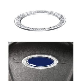1797 Steering Wheel Logo Emblem Cover Accessories Bling for Explorer F-150 Fusion Escape Focus Edge Expedition Car Badge Ring Decal Crystal Silver