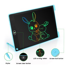 Coolzon LCD Writing Board, 12 Inch Colourful Screen Writing Tablet for Children Adults, Erasable LCD Drawing Board, Electronic Writing Board, Portable LCD Drawing Writing Tablet, Light Blue