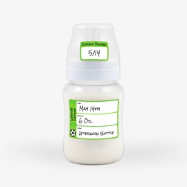 Name Bubbles - Reusable Baby Bottle Labels for Daycare (20 Labels) - Kids Washable Name Tags for Bottles, Sippy Cups, & Snack Containers, Waterproof, Baby Name Stickers, Write-On (Soccer)