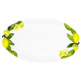 Handmade Lemon Italian Ceramic Oval Platter, Serving Platter 34 cm x 19 cm