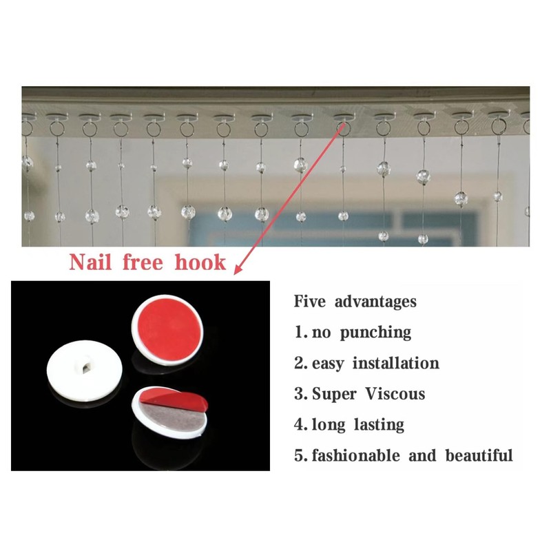 20 Strings Crystal Beaded Curtain, Arched Door String Curtain, Hanging