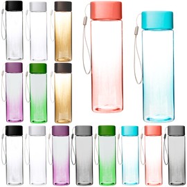 Faytark 16 Pcs 17 oz Plastic Water Bottle Bulk Leak-Proof Portable Square Drink Water Bottles with Handle Strap for Sports Travel Hiking Camping Climbing Gym Outdoor Indoor Activities (Color Set 1)