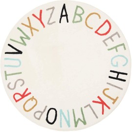 Topotdor Rainbow Round Kids Play Rug Alphabet Nursery Area Rug Extra Large Soft Crawling Play Mat for Children Toddlers Bedroom (71 inch, Multi Color)