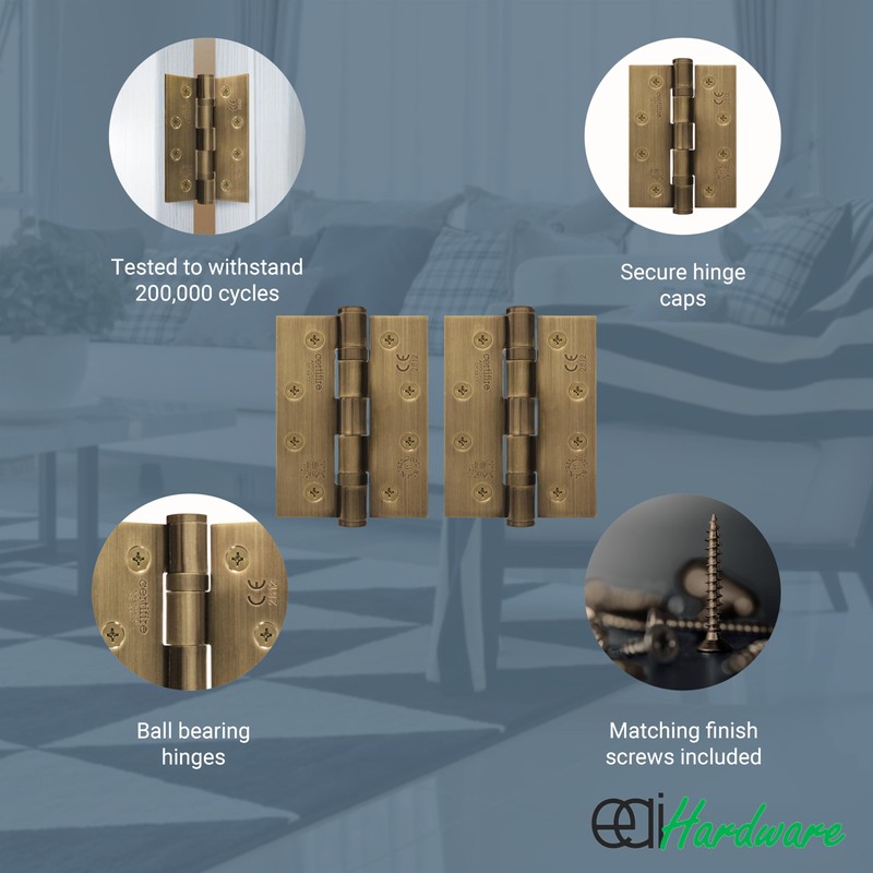 EAI Bronze Door Hinges | 4 Inch / 102mm Florentine