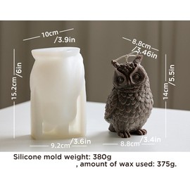 TOPYS Large Owl Silicone Candle Mold, DIY 3D Animal Resin Casting Chocolate Mold Clay Soap Mould for Plaster Candle Making Home Decoration