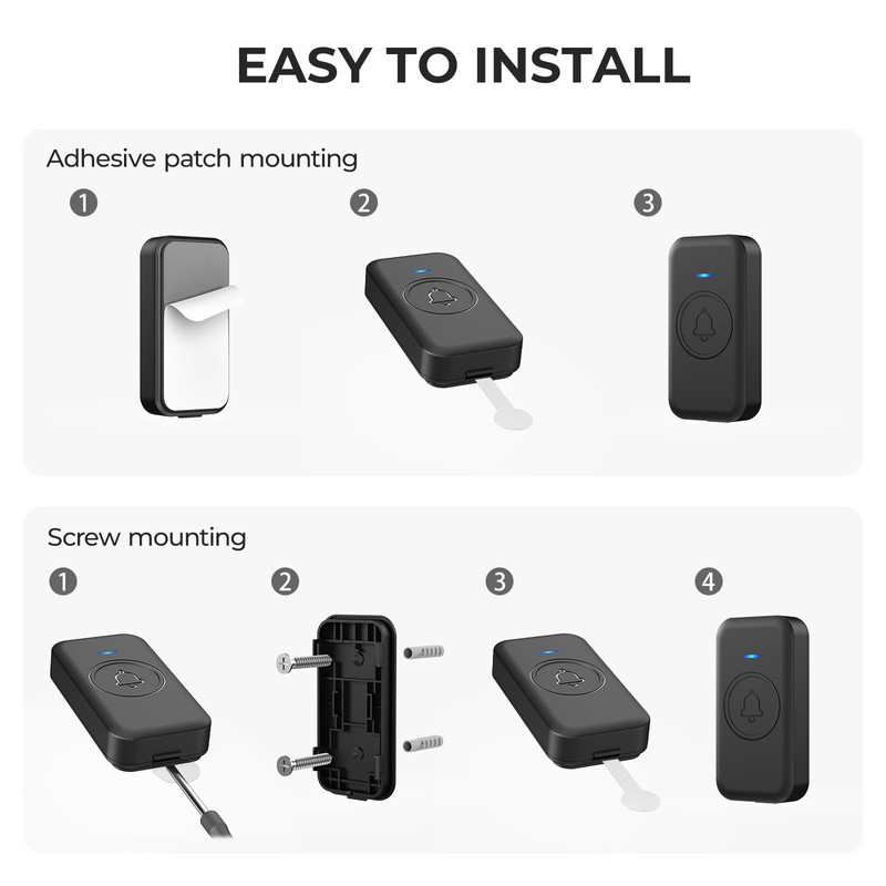 FOVKSUC Wireless Doorbell, Waterproof Door Bell with 60 Chimes, 5