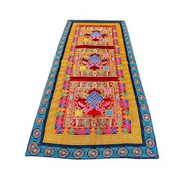 Tibetan buddhist traditional handmade silk brocade endless knot symbol table runner/table cloth/altar cloth/shrine cover/handmade in nepal/red