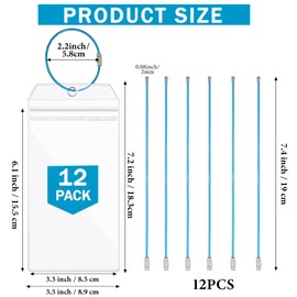 Sabary 12 Pcs Cruise Luggage Tags Clear Waterproof Cruise Essentials with Loop Reusable PVC Zip Seal Luggage Tag Holder Accessories for Cruising Line Carnival Ship Travel(7.2 x 3.5 Inch,Blue)