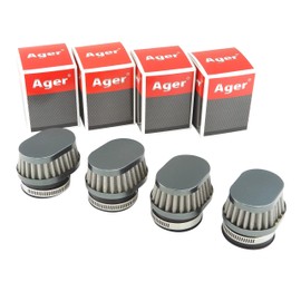 Ager Oval Power Filter Short Gun Metal x Stainless Steel 1.9 inches (48 mm), 4 Pieces