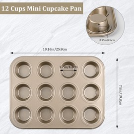 Audingull Mini Muffin Pan, Premium Small Cupcake Pans, Carbon Steel 12-Cup Muffin Tin, Versatile Non-Stick Bakeware