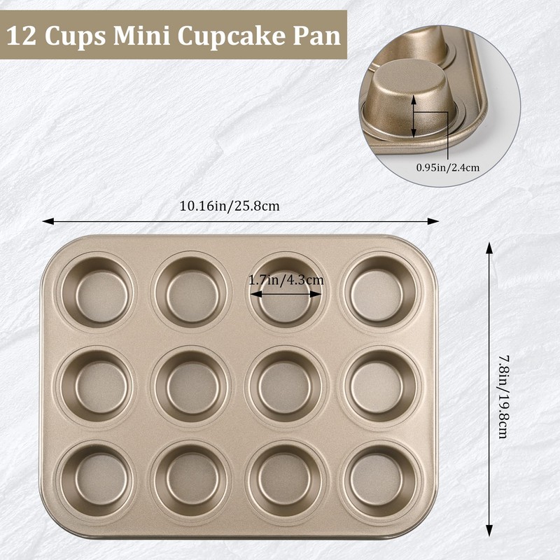 Audingull Mini Muffin Pan, Premium Small Cupcake Pans, Carbon Steel