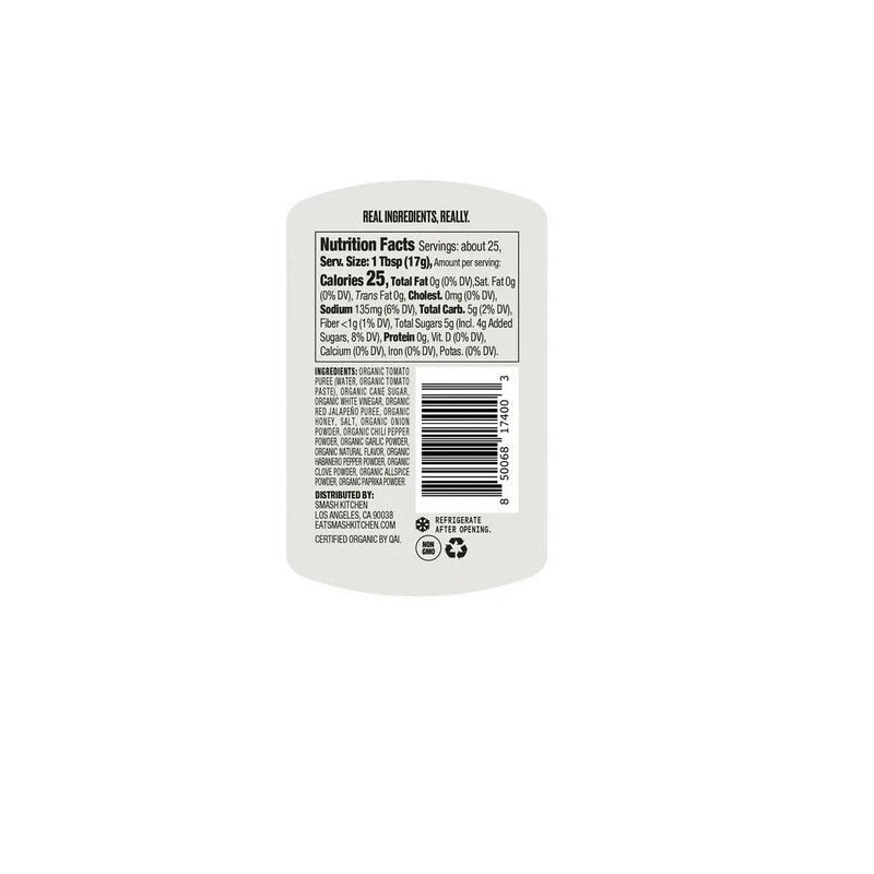 Smash Kitchen Organic Hot Honey Ketchup, 15 oz Bottle