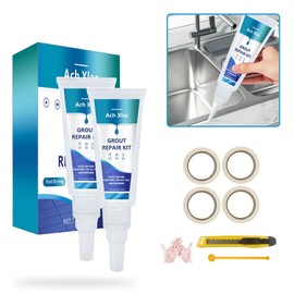 Ach Xlac Tile Grout Paint | 2 Pack Tile Grout Paint for Bathroom Shower Floor | Grout Filler Tube | Fast Drying Grout Repair Kit, Restore and Renew Tile Joints Line, Gaps, Replace Grout Pen (White)