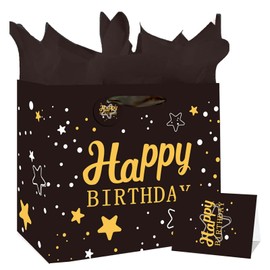 LIKENNY Paper Bag, Handbag, Wrapping Bag, Present, Handbag, Cards/Tissue Paper Included, 13.0 x 10.2 x 4.7 inches (33 x 26 x 12 cm), Durable, Reusable, Gift Bag, For Valentine's Day, Wedding, Birthday