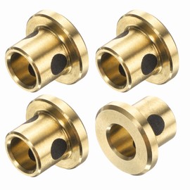 sourcing map 4pcs Flange Sleeve Bearings 5mm Bore x 7mm OD x 8mm Height, Wrapped Oilless Flange Bushings Brass Graphite, Oilless Lubricating Cast Brass Bushing
