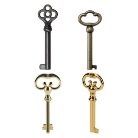 Skeleton Keys Set,ROLL TOP Desk Lock Key,Grandfather Clock Door Key for Antique Furniture,Cabinet Doors,Grandfather Clocks, Dresser Drawers Vintage Old Furniture(4 Pcs)