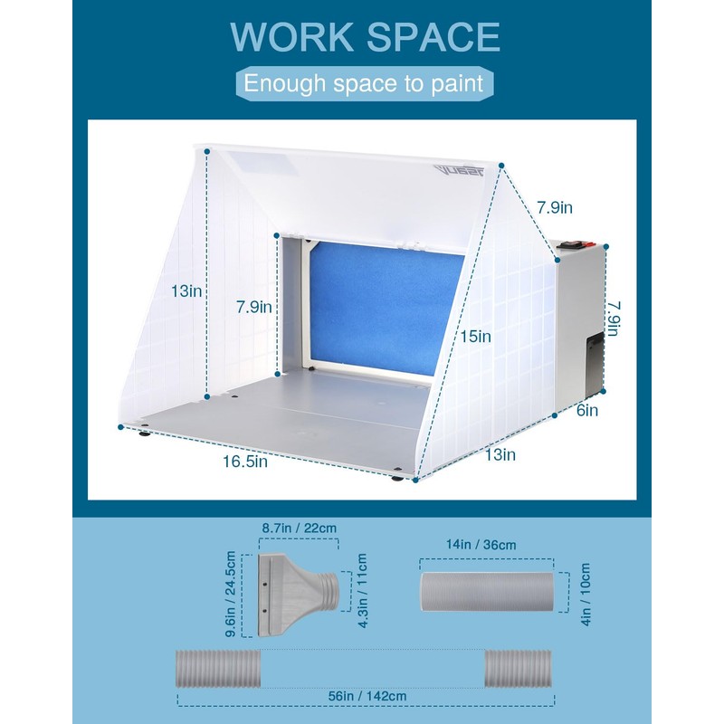 Anesty Airbrush Spray Booth with Bright LED Lights Turn Table