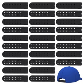 BENECREAT 40 Pairs Snapback Straps with Double 7 Holes, Black Plastic Hats Caps Replacement Fastener Buckle, Extender Snap for Baseball Cap Duck Cap Repairing