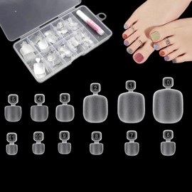 Pack of 120 Toenails Tips, Artificial Toe Toenails Sticking Nails Gel Toenails False Feet Fake Toenails Set Polygel Gel Nails Box Kit Toe Cover Delicate False Nails Transparent for Nail Mass