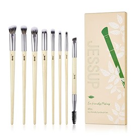 Jessup Set Brochas de Maquillaje, 8pcs Veganas Pinceles Maquillaje Ojos para Mezcla de Sombra de Ojos, Delineador de Ojos, Brocha de Bobina, Sin Crueldad Burlywood, T328