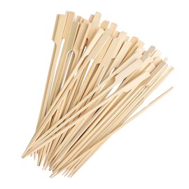 100 Stück glatt polierte Party Finger Obst Sticks Starke Barbecue Kebabs Sticks Flach Holz Cocktail Sticks Wiederverwendbare Holzspieße für Grill Obst