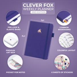Clever Fox Planner 2nd Edition – Colorful Weekly & Monthly Goal Planner, Time Management & Productivity Organizer, Undated, A5 (Purple)