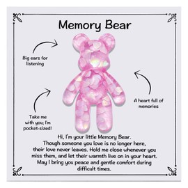 Kvekstio Memorial Bear Gift, Sympathy Memory Resin Bear Hug, Bereavement Comfort Gifts for Loss of Loved One, Emotional Support, Pet Memory Gift, Pocket-Sized Bears Gifts for Grief Friends Family