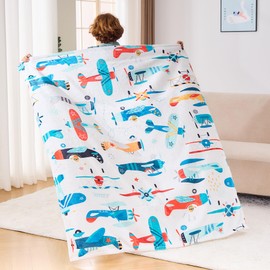 Wajade Airplane Blanket for Boys Soft Fleece Cute Aircraft Blanket for Couch Sofa Bedroom Fuzzy Flannel Blankets Birthday for Kids Boys 60"x80"