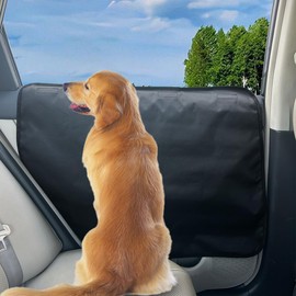 NEWFOM 2 Pcs Car Door Protector for Dogs Waterproof Anti Scratch Pet Car Door Cover Protector Vehicle Door Guards Fits Sedans and SUVs Pet Travel Black （2 Pack） (Black)