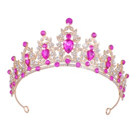 Kamirola - Queen Crown and Tiaras Princess Crown for Women and Girls Crystal Headbands for Bridal, Princess for Wedding and Party（01） (Gold & Rose red)