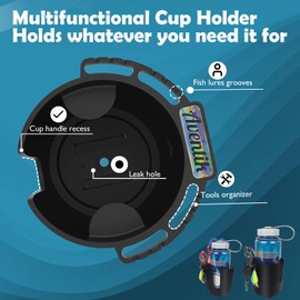 EUPHENG Eupeng Multi-Functional Kayak Cup Holder Track Mount Non-Slip Design Lure Holding Tool Storage 2 Sizes Aventik Boat Cup Holder Kayak Bottle Holder