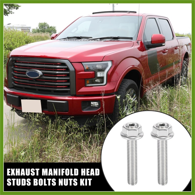 HOPESPANNER 16pcs Stainless Steel Exhaust Manifold Bolt Stud Hardware for