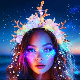 Catery Light Up Mermaid Headband Sea Shell Headpiece Beach Wedding Hair Accessories for Women