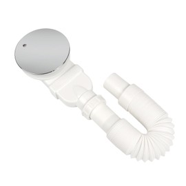 AQUENITH Shower Drain Fitting 90 mm, Flat Shower Drain Siphon with Odour Barrier, Hair Strainer, Telescopic Hose for Shower Trays