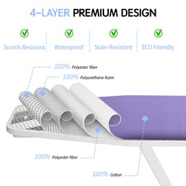 BNDX 18"x49" Ironing Board Cover for Homemakers – Lavender, Thick Padding with Bongee Cord & Buckle Straps, Durable, Scorch & Stain Resistant, Easy to Install