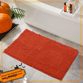 LuxUrux Bath Mat-Extra-Soft Plush Bath Shower Bathroom Rug,1'' Chenille Microfiber Material, Super Absorbent Shaggy Bath Rug. Machine Wash & Dry (24 x 39 Inch, Coral)