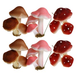 ARTIBETTER Foam Mushroom Brown 6pcs Fake Froth Mushroom Simulation Froth Mushroom Garden Miniatures Mushroom Decoration Mushroom Ornaments Accessorie (Random Color) Foam Mushroom Large