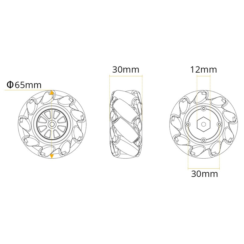 LewanSoul Mecanum Wheel, Omni-Directional Wheel 65mm High Hardness Plastic Wheel,