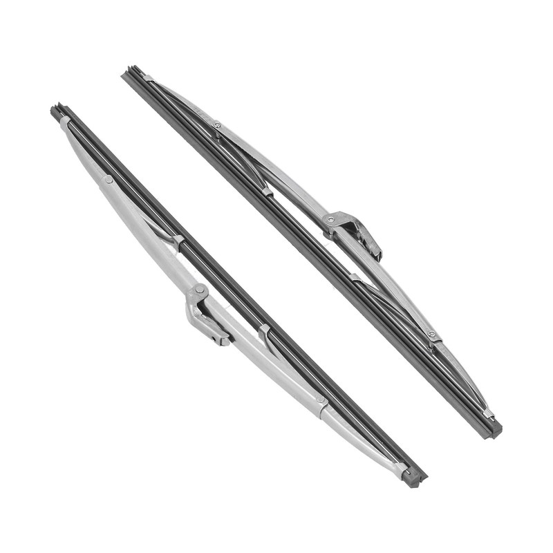 12in/30.48cm Front Windshield Wiper Blades Stainless Steel Polished Silver Universal