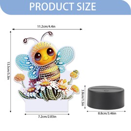 JISHSHAY Diamond Painting Night Light Diamond Art Night Light Diamond Art Table Night Light Diamond Painting Night Lamp LED Diamond Painting LED Light Up Diamond Art with Special Shaped Crystal Bee