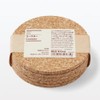 MUJI MDA41A1A Cork Coasters, Approx. Diameter 3.7 inches (9.5 cm),