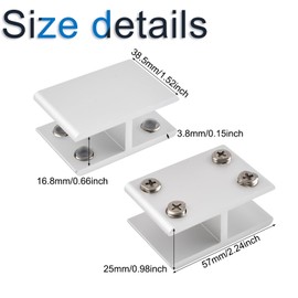 INCREWAY Glass Clamp 4 Pieces Adjustable Double Sided Aluminum Alloy Glass Clamp Bracket for 14-16mm Thickness 180 Degree