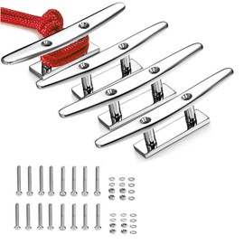 Boat Cleat 5 Inch Open Base 4 Packs, Small Dock Cleat, Heavy Duty 316 Stainless Steel, Curtain Tie, Hook, Include Installation Screws