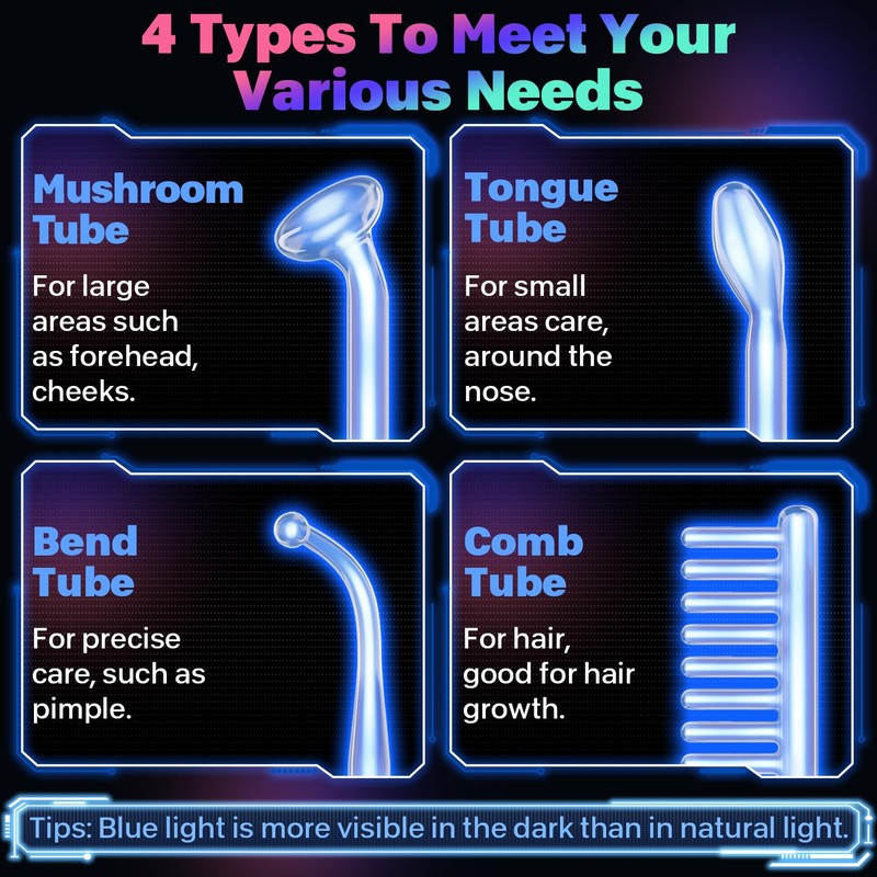 High Frequency Stick Face, ROMMQB Argon and Neon Skin Therapy