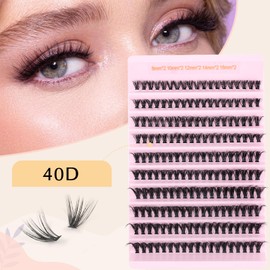 Parriparri Wimpern Einzelne 40D D Curl Individuelle Wimpern Extension 8-16mm Cluster Lashes Extension DIY Natürlich Wimpernverlängerung Gemischte Länge