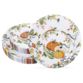 WONDERFUL 32 Pcs Heavy Duty Thanksgiving Plates Disposable Thanksgiving Plates Plastic Fall Pumpkin Design Include 16 Dinner Plate &16 Dessert Plate