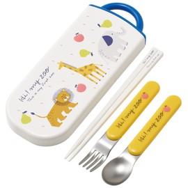 Skater TACC2AG-A Trio Set, Chopsticks & Spoon Fork, Hai Mai Zoo Children's Antibacterial, Made in Japan
