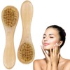 UNIVERSOENLNE.COM 2 Cepillos Faciales Exfoliantes Con Mango De Madera Hechos