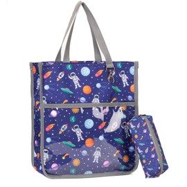 Bonitas bolsas de mano para niños y niñas de 4 a 16 años, bolsas con estuche para lápices, bolsas de libro con cierre para la escuela y el tiempo de juego, Gris, Small