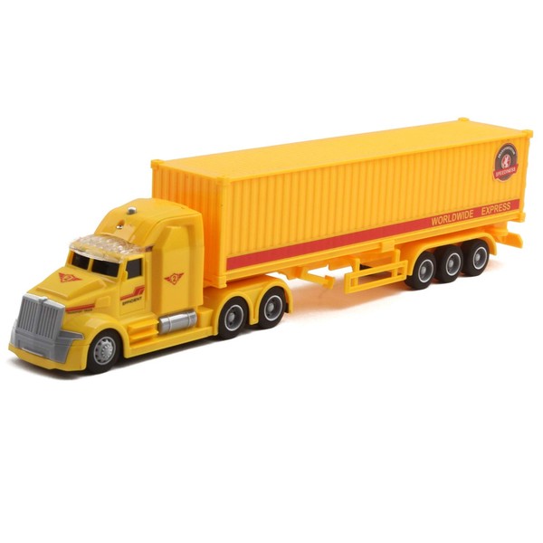 Vokodo Toy Semi Truck Trailer 14.5" Friction Powered with Lights and Sound Back Opens Kids Push and Go Big Rig Carrier Transport Vehicle Semi-Truck Pretend Play Car Great Gift for Children Boys Girls
